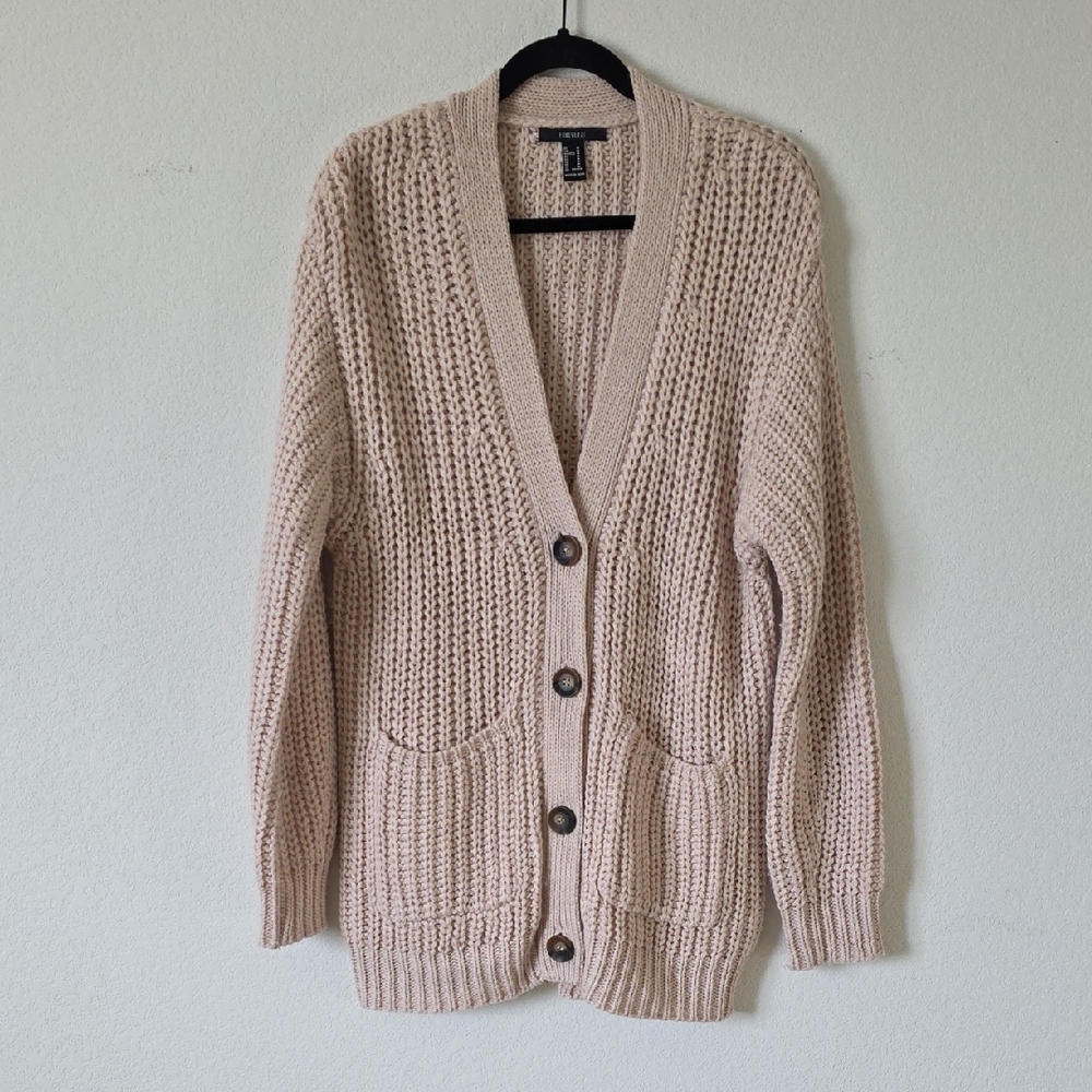 Forever 21 - Blush Pink Button-Up Cardigan - Size: Medium
